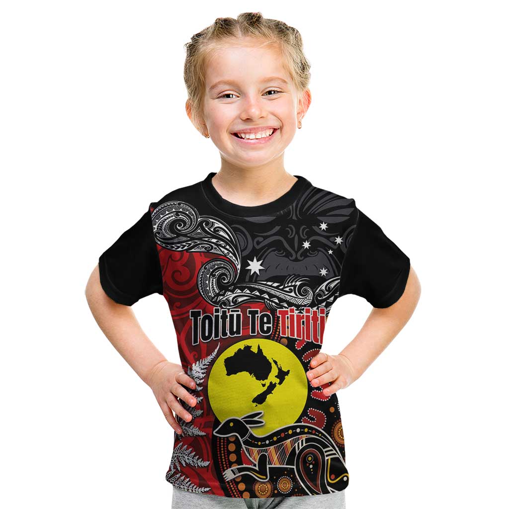 Aotearoa and Australia Toitu Te Tiriti Kid T Shirt Honour the Treaty - Te Tiriti Is Us