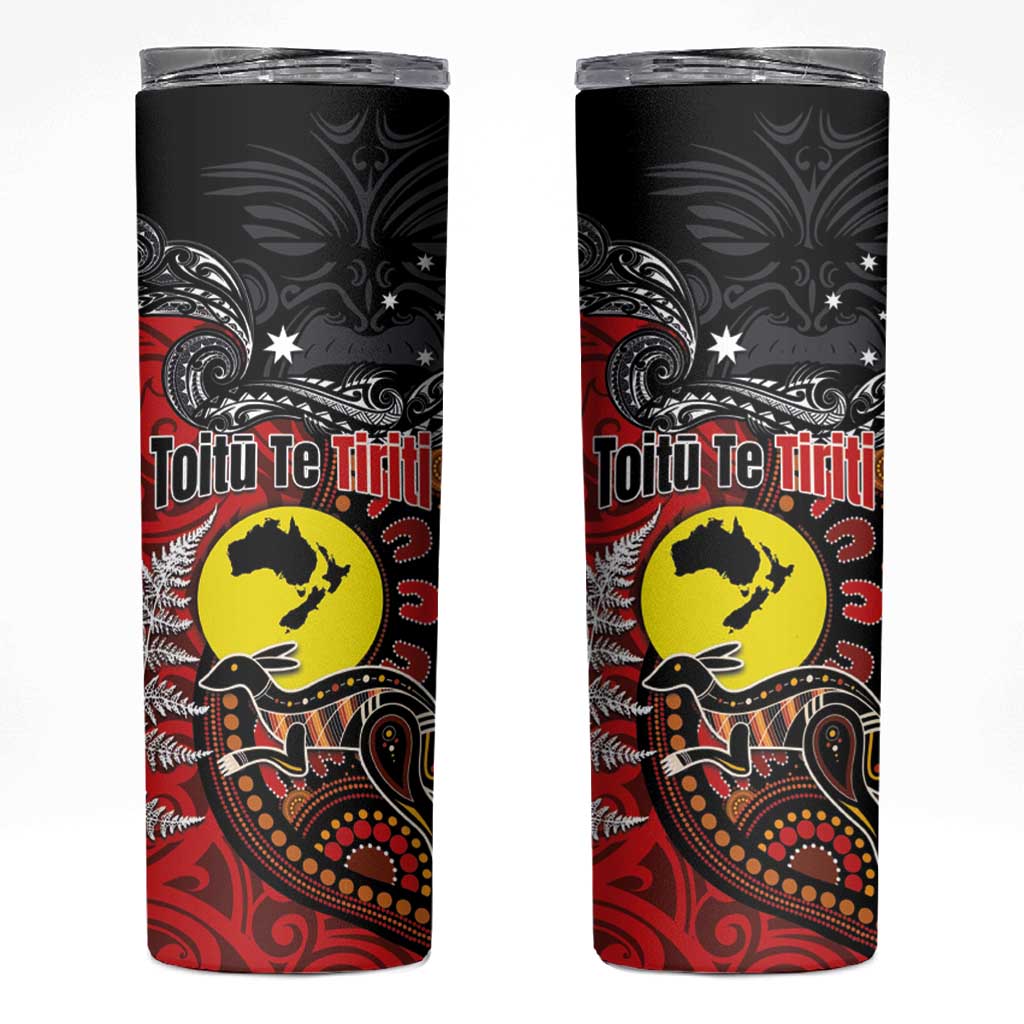 Aotearoa and Australia Toitu Te Tiriti Skinny Tumbler Honour the Treaty - Te Tiriti Is Us LT03 Black - Polynesian Pride