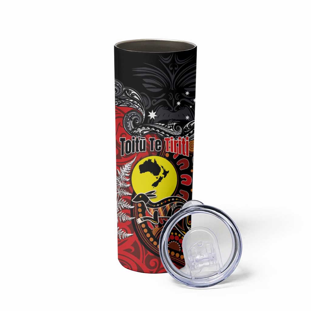 Aotearoa and Australia Toitu Te Tiriti Skinny Tumbler Honour the Treaty - Te Tiriti Is Us LT03 - Polynesian Pride