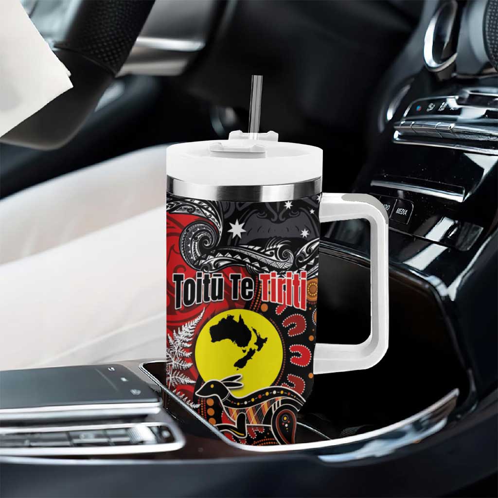 Aotearoa and Australia Toitu Te Tiriti Tumbler With Handle Honour the Treaty - Te Tiriti Is Us