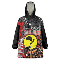 Aotearoa and Australia Toitu Te Tiriti Wearable Blanket Hoodie Honour the Treaty - Te Tiriti Is Us LT03 One Size Black - Polynesian Pride