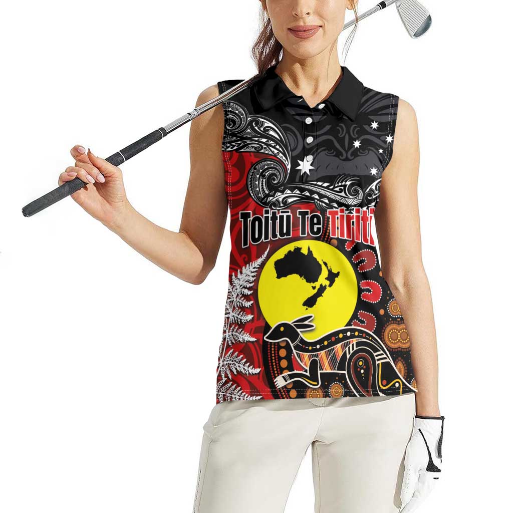 Aotearoa and Australia Toitu Te Tiriti Women Sleeveless Polo Shirt Honour the Treaty - Te Tiriti Is Us