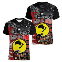 Aotearoa and Australia Toitu Te Tiriti Women V-Neck T-Shirt Honour the Treaty - Te Tiriti Is Us