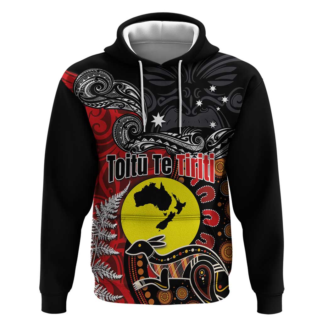 Aotearoa and Australia Toitu Te Tiriti Zip Hoodie Honour the Treaty - Te Tiriti Is Us LT03 Pullover Hoodie Black - Polynesian Pride