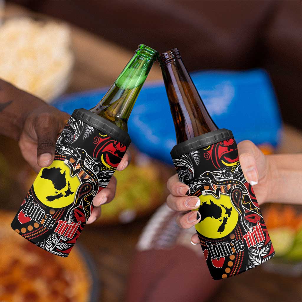Aotearoa and Australia Toitu Te Tiriti 4 in 1 Can Cooler Tumbler Honour the Treaty - Stand Together Stand Stronger LT03 - Polynesian Pride