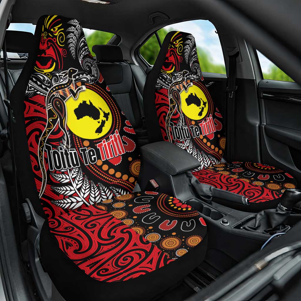 Aotearoa and Australia Toitu Te Tiriti Car Seat Cover Honour the Treaty - Stand Together Stand Stronger LT03 One Size Black - Polynesian Pride
