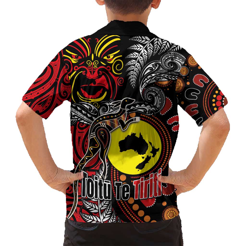 Aotearoa and Australia Toitu Te Tiriti Family Matching Long Sleeve Bodycon Dress and Hawaiian Shirt Honour the Treaty - Stand Together Stand Stronger LT03 - Polynesian Pride