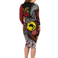 Aotearoa and Australia Toitu Te Tiriti Family Matching Long Sleeve Bodycon Dress and Hawaiian Shirt Honour the Treaty - Stand Together Stand Stronger LT03 - Polynesian Pride