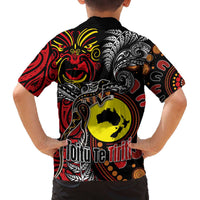 Aotearoa and Australia Toitu Te Tiriti Family Matching Off The Shoulder Long Sleeve Dress and Hawaiian Shirt Honour the Treaty - Stand Together Stand Stronger LT03 - Polynesian Pride