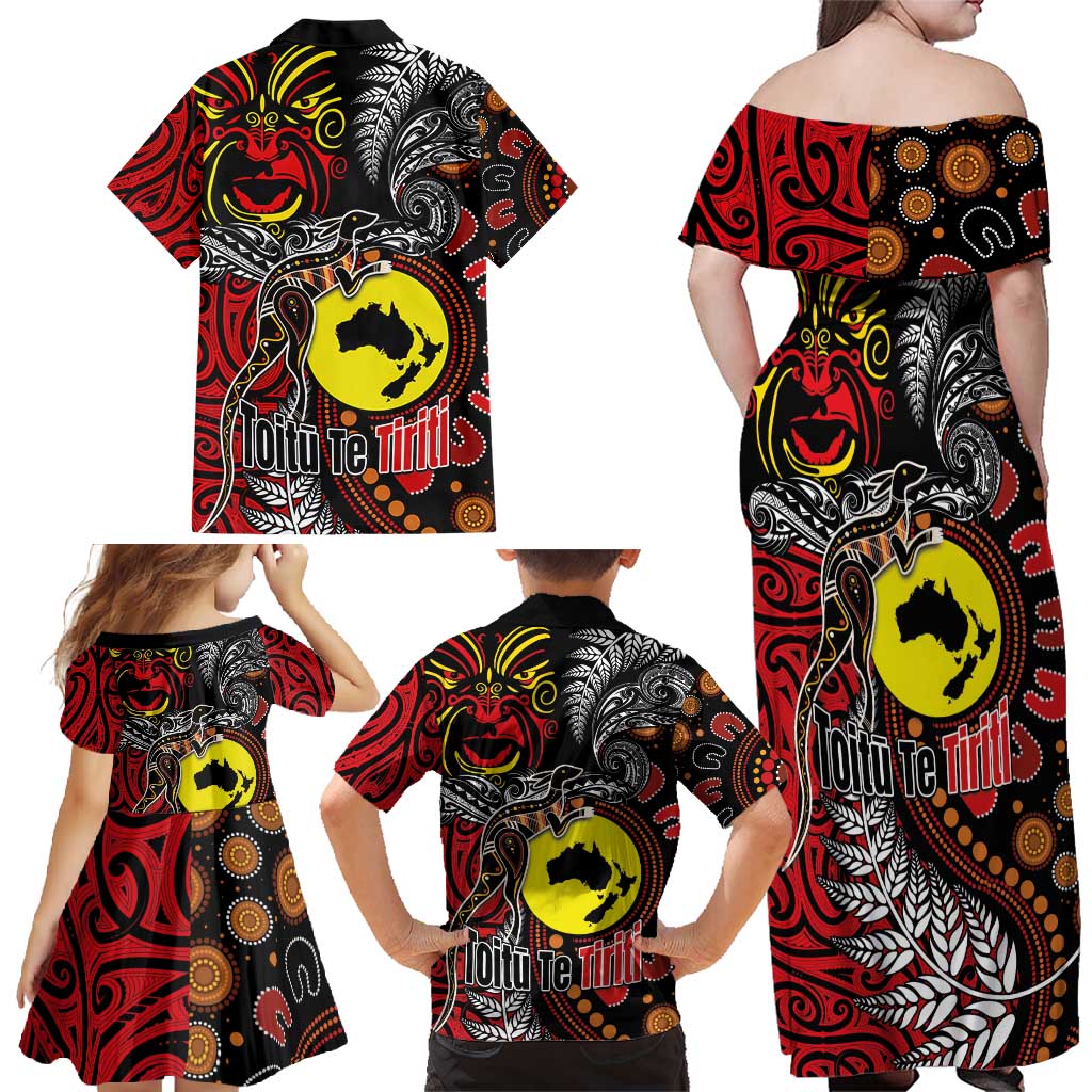 Aotearoa and Australia Toitu Te Tiriti Family Matching Off Shoulder Maxi Dress and Hawaiian Shirt Honour the Treaty - Stand Together Stand Stronger LT03 - Polynesian Pride