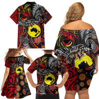 Aotearoa and Australia Toitu Te Tiriti Family Matching Off Shoulder Short Dress and Hawaiian Shirt Honour the Treaty - Stand Together Stand Stronger LT03 - Polynesian Pride