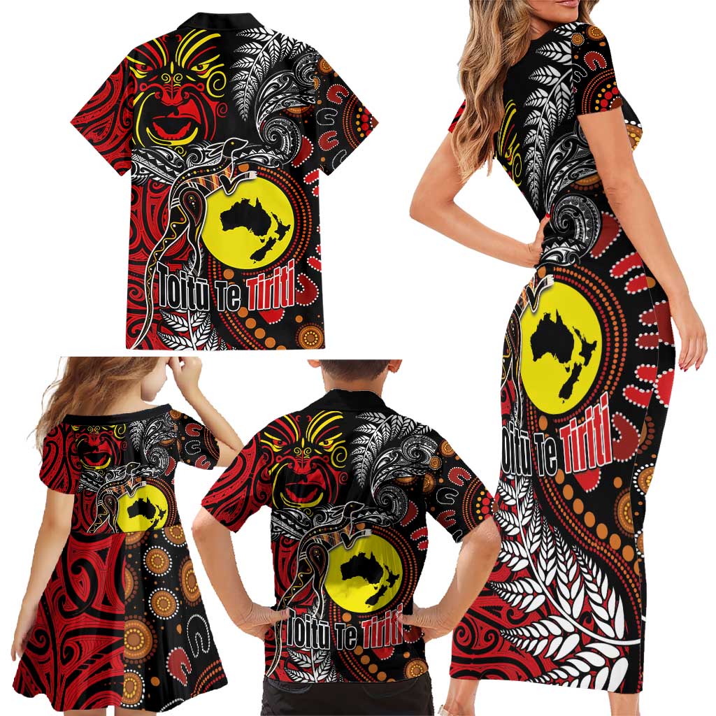 Aotearoa and Australia Toitu Te Tiriti Family Matching Short Sleeve Bodycon Dress and Hawaiian Shirt Honour the Treaty - Stand Together Stand Stronger LT03 - Polynesian Pride