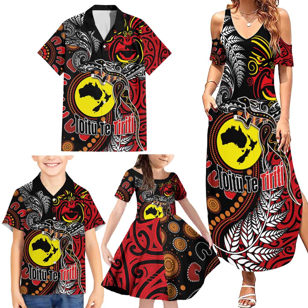 Aotearoa and Australia Toitu Te Tiriti Family Matching Summer Maxi Dress and Hawaiian Shirt Honour the Treaty - Stand Together Stand Stronger LT03 - Polynesian Pride