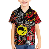 Aotearoa and Australia Toitu Te Tiriti Family Matching Summer Maxi Dress and Hawaiian Shirt Honour the Treaty - Stand Together Stand Stronger LT03 Son's Shirt Black - Polynesian Pride