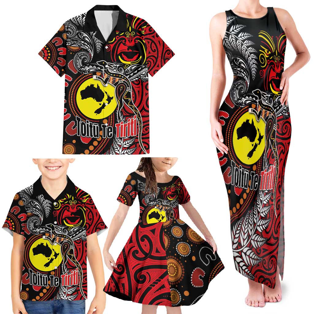 Aotearoa and Australia Toitu Te Tiriti Family Matching Tank Maxi Dress and Hawaiian Shirt Honour the Treaty - Stand Together Stand Stronger LT03 - Polynesian Pride