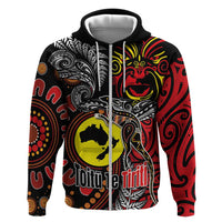 Aotearoa and Australia Toitu Te Tiriti Hoodie Honour the Treaty - Stand Together Stand Stronger LT03 Zip Hoodie Black - Polynesian Pride