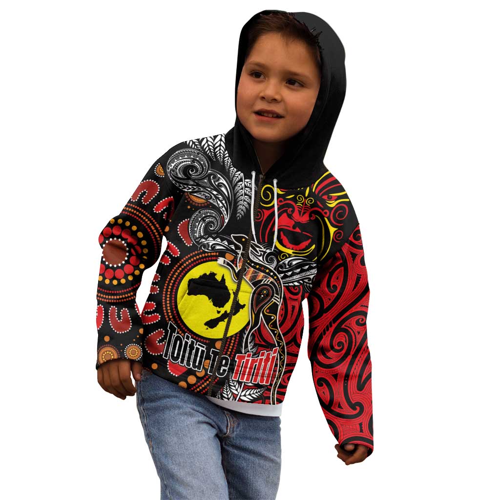 Aotearoa and Australia Toitu Te Tiriti Kid Hoodie Honour the Treaty - Stand Together Stand Stronger LT03 - Polynesian Pride