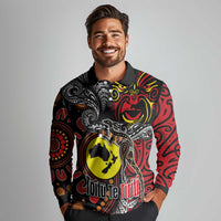 Aotearoa and Australia Toitu Te Tiriti Long Sleeve Polo Shirt Honour the Treaty - Stand Together Stand Stronger LT03 - Polynesian Pride