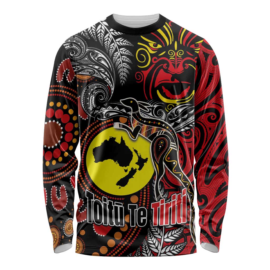 Aotearoa and Australia Toitu Te Tiriti Long Sleeve Shirt Honour the Treaty - Stand Together Stand Stronger LT03 Unisex Black - Polynesian Pride