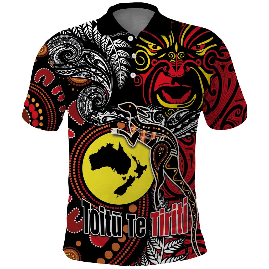 Aotearoa and Australia Toitu Te Tiriti Polo Shirt Honour the Treaty - Stand Together Stand Stronger LT03 Black - Polynesian Pride