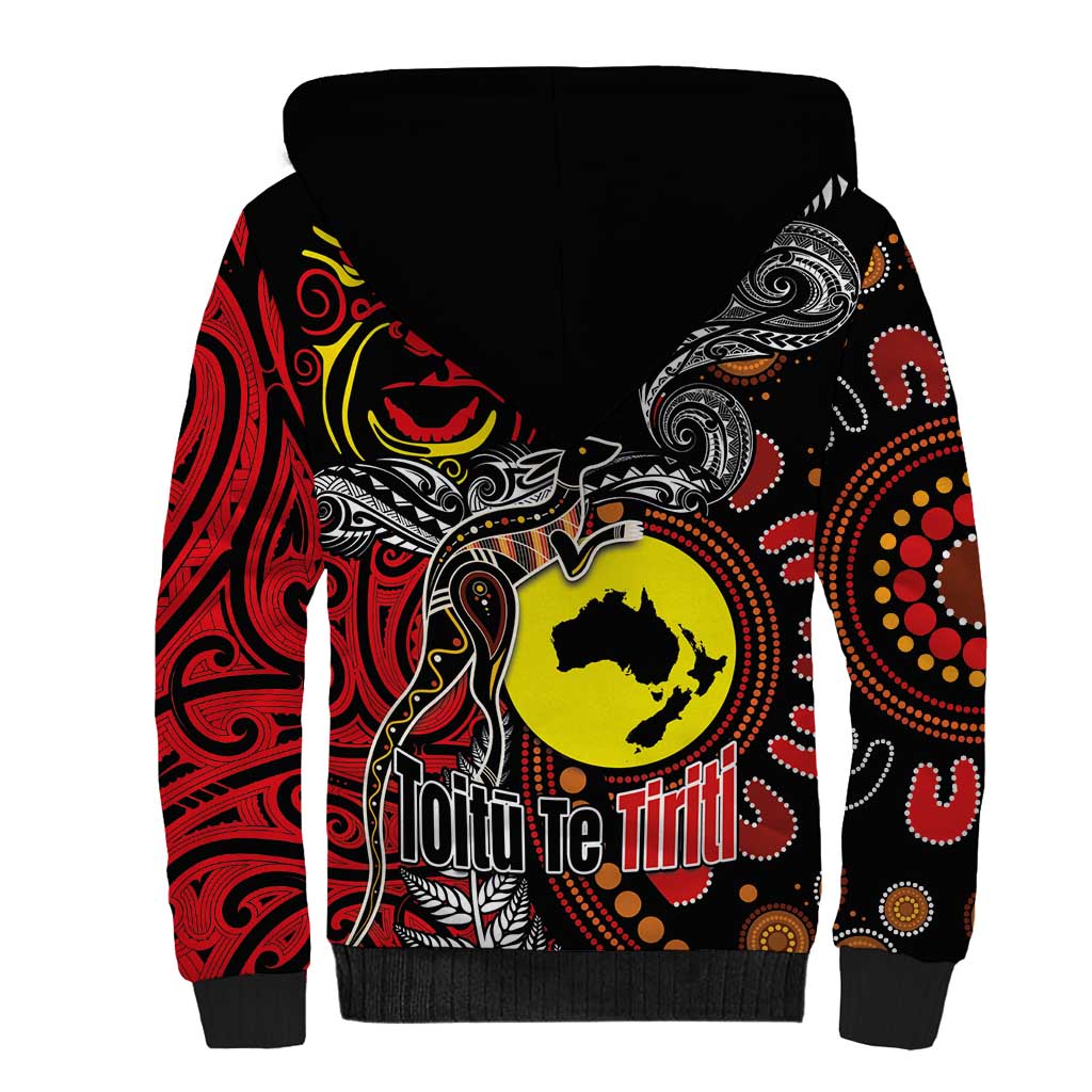 Aotearoa and Australia Toitu Te Tiriti Sherpa Hoodie Honour the Treaty - Stand Together Stand Stronger LT03 - Polynesian Pride