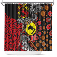 Aotearoa and Australia Toitu Te Tiriti Shower Curtain Honour the Treaty - Stand Together Stand Stronger LT03 Black - Polynesian Pride