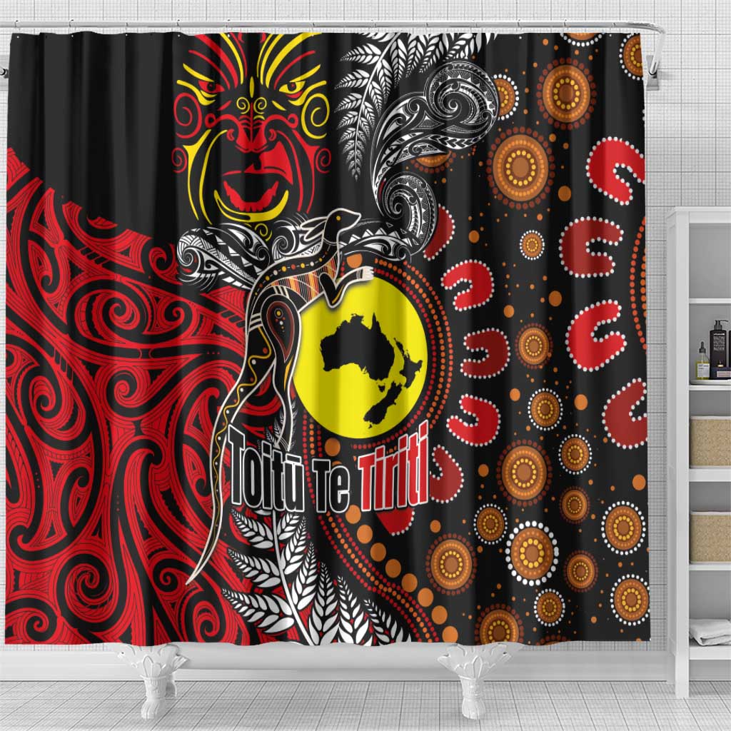 Aotearoa and Australia Toitu Te Tiriti Shower Curtain Honour the Treaty - Stand Together Stand Stronger LT03 - Polynesian Pride