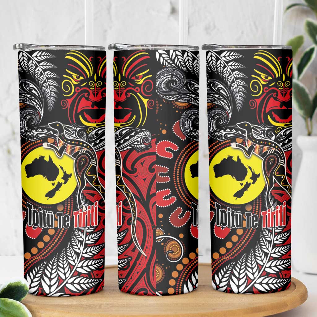 Aotearoa and Australia Toitu Te Tiriti Skinny Tumbler Honour the Treaty - Stand Together Stand Stronger LT03 - Polynesian Pride