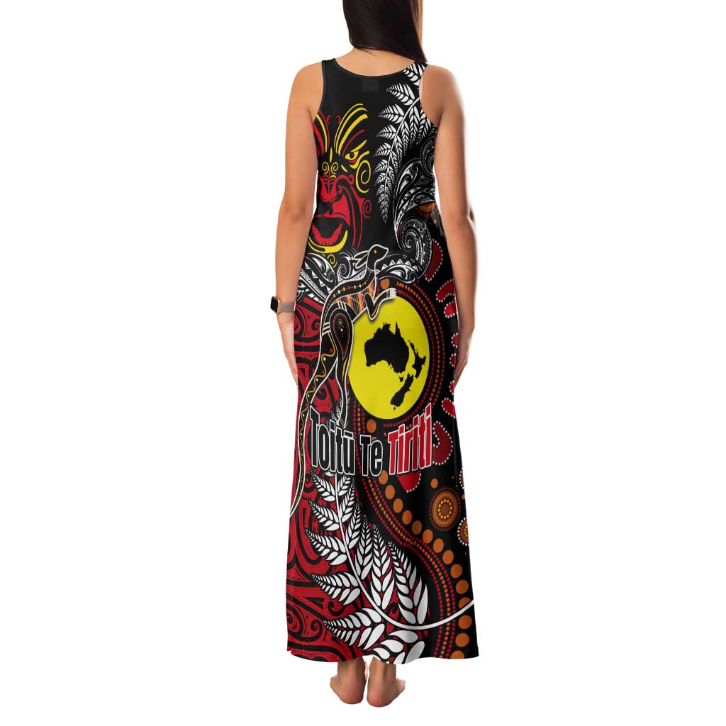 Aotearoa and Australia Toitu Te Tiriti Tank Maxi Dress Honour the Treaty - Stand Together Stand Stronger LT03 - Polynesian Pride