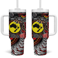 Aotearoa and Australia Toitu Te Tiriti Tumbler With Handle Honour the Treaty - Stand Together Stand Stronger LT03 One Size: 40 oz Black - Polynesian Pride