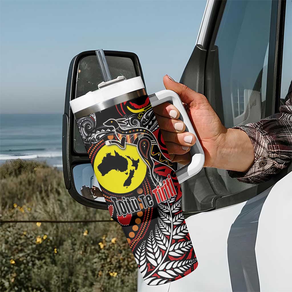 Aotearoa and Australia Toitu Te Tiriti Tumbler With Handle Honour the Treaty - Stand Together Stand Stronger LT03 - Polynesian Pride