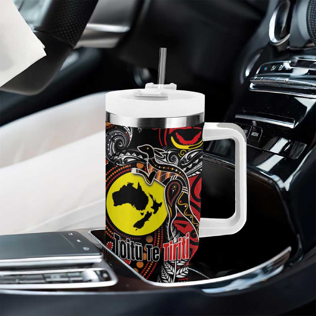 Aotearoa and Australia Toitu Te Tiriti Tumbler With Handle Honour the Treaty - Stand Together Stand Stronger LT03 - Polynesian Pride