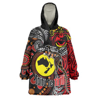 Aotearoa and Australia Toitu Te Tiriti Wearable Blanket Hoodie Honour the Treaty - Stand Together Stand Stronger LT03 One Size Black - Polynesian Pride