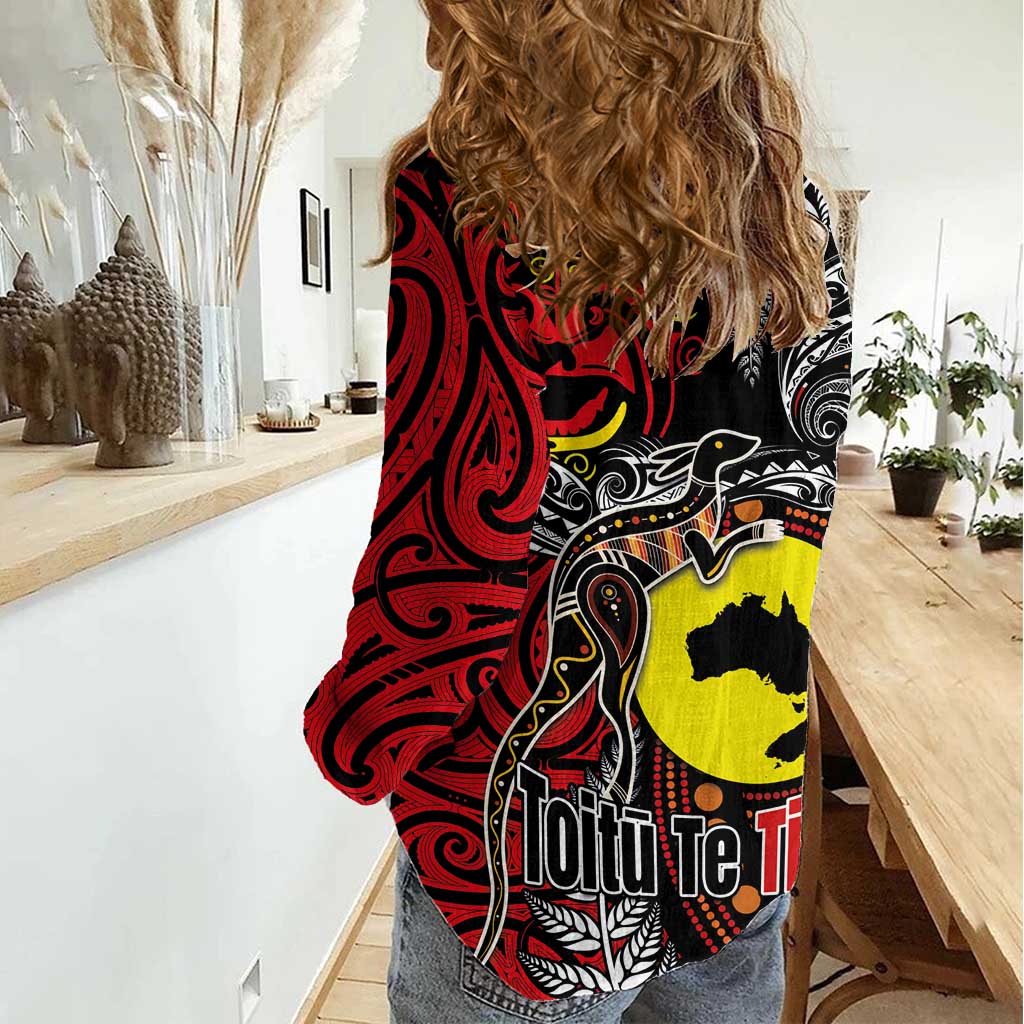 Aotearoa and Australia Toitu Te Tiriti Women Casual Shirt Honour the Treaty - Stand Together Stand Stronger LT03 - Polynesian Pride