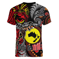 Aotearoa and Australia Toitu Te Tiriti Women V-Neck T-Shirt Honour the Treaty - Stand Together Stand Stronger