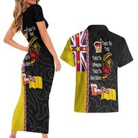 Aotearoa and Niue Toitu Te Tiriti Couples Matching Short Sleeve Bodycon Dress and Hawaiian Shirt Honour the Treaty - Fight Together Stand Together LT03 - Polynesian Pride