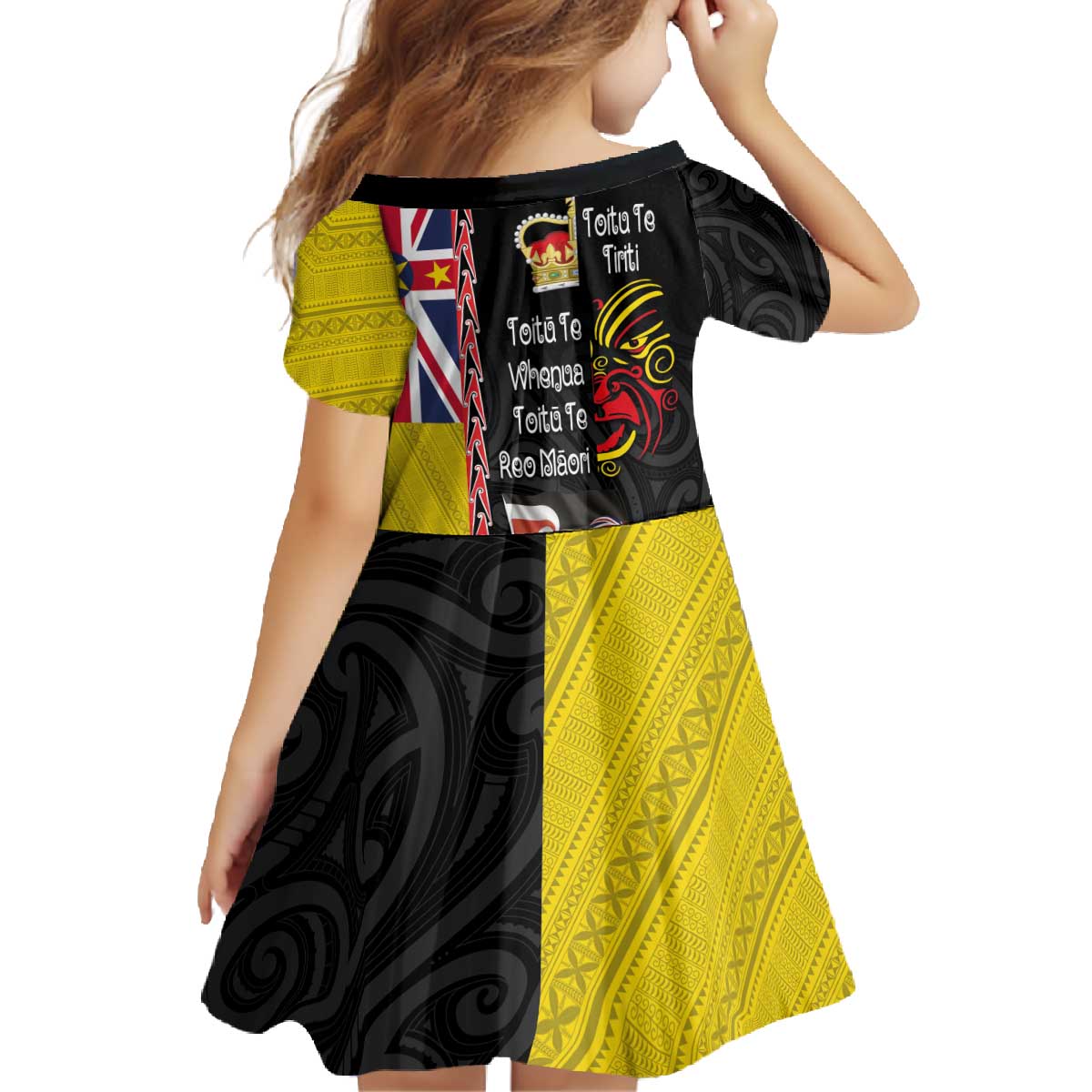 Aotearoa and Niue Toitu Te Tiriti Family Matching Off The Shoulder Long Sleeve Dress and Hawaiian Shirt Honour the Treaty - Fight Together Stand Together LT03 - Polynesian Pride