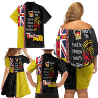 Aotearoa and Niue Toitu Te Tiriti Family Matching Off Shoulder Short Dress and Hawaiian Shirt Honour the Treaty - Fight Together Stand Together LT03 - Polynesian Pride
