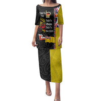 Aotearoa and Niue Toitu Te Tiriti Family Matching Puletasi and Hawaiian Shirt Honour the Treaty - Fight Together Stand Together LT03 Mom's Dress Black - Polynesian Pride