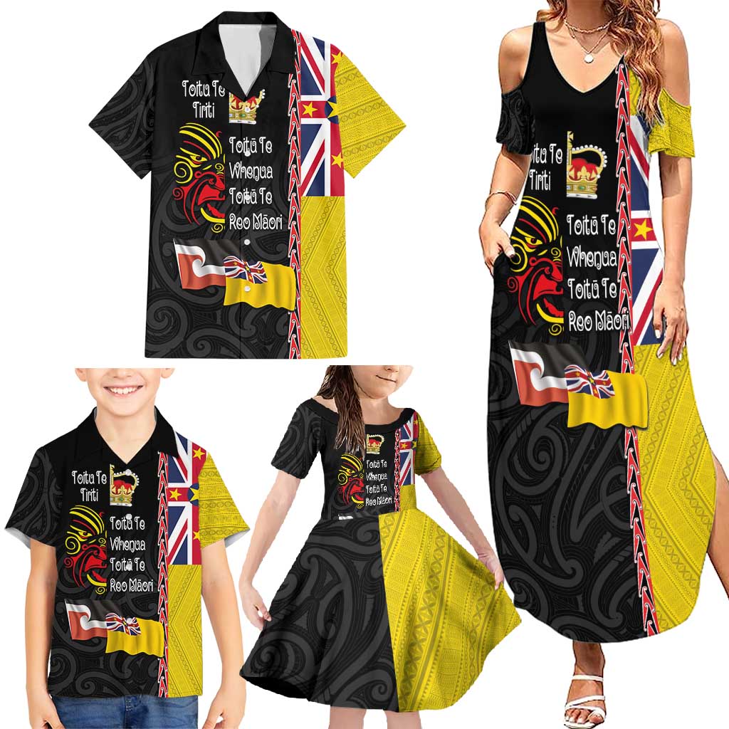 Aotearoa and Niue Toitu Te Tiriti Family Matching Summer Maxi Dress and Hawaiian Shirt Honour the Treaty - Fight Together Stand Together LT03 - Polynesian Pride