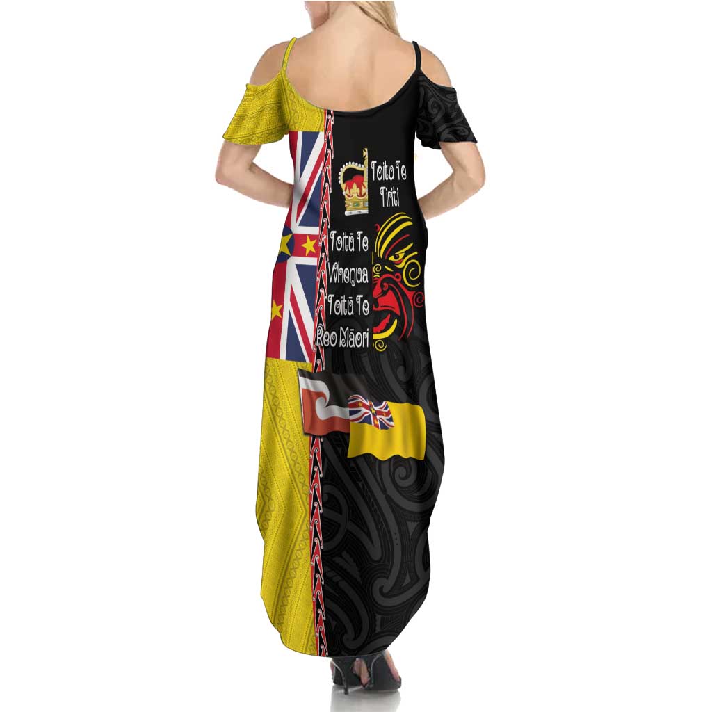 Aotearoa and Niue Toitu Te Tiriti Family Matching Summer Maxi Dress and Hawaiian Shirt Honour the Treaty - Fight Together Stand Together LT03 - Polynesian Pride