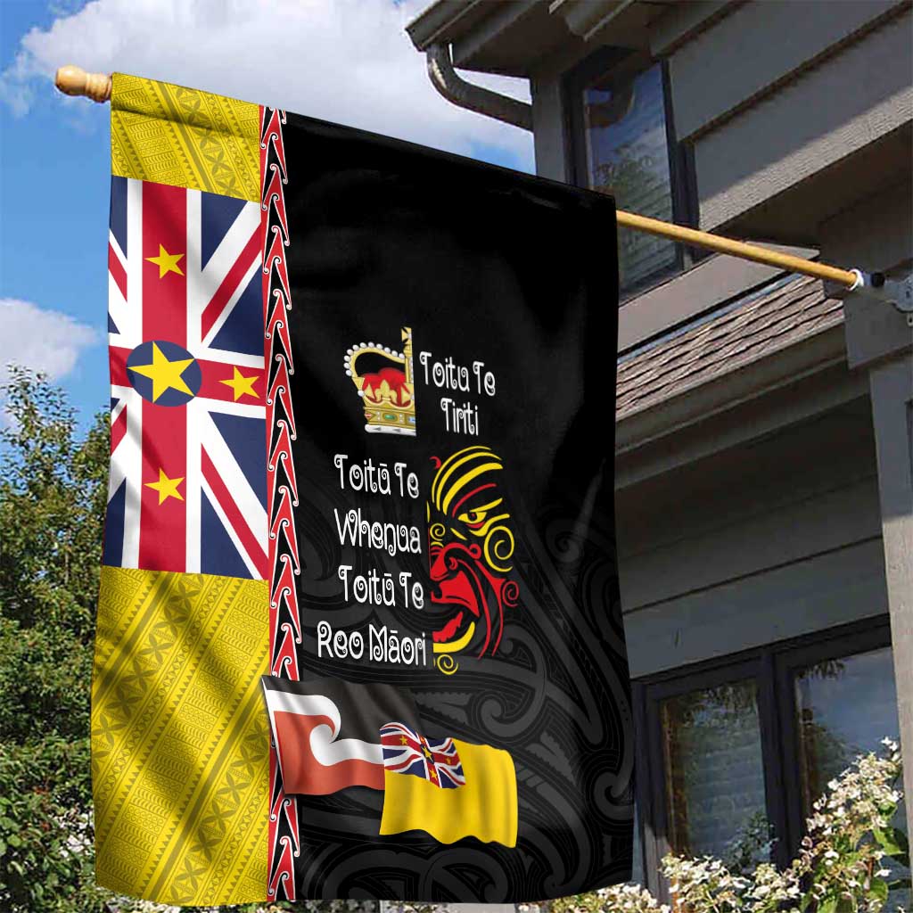 Aotearoa and Niue Toitu Te Tiriti Garden Flag Honour the Treaty - Fight Together Stand Together LT03 - Polynesian Pride