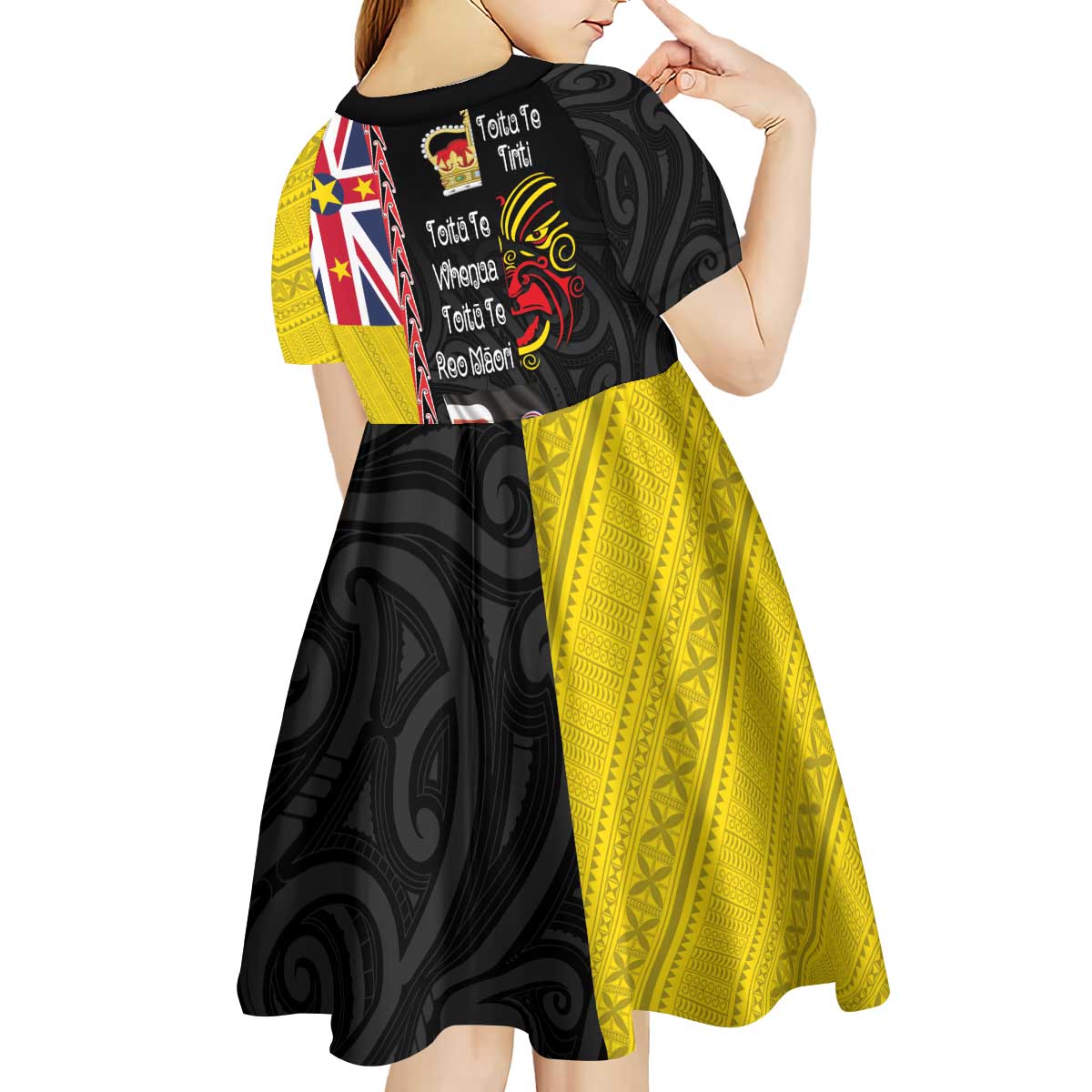 Aotearoa and Niue Toitu Te Tiriti Kid Short Sleeve Dress Honour the Treaty - Fight Together Stand Together LT03 - Polynesian Pride