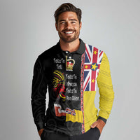 Aotearoa and Niue Toitu Te Tiriti Long Sleeve Polo Shirt Honour the Treaty - Fight Together Stand Together LT03 - Polynesian Pride