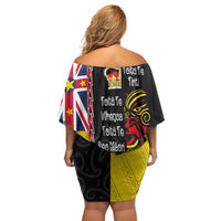 Aotearoa and Niue Toitu Te Tiriti Off Shoulder Short Dress Honour the Treaty - Fight Together Stand Together LT03 - Polynesian Pride