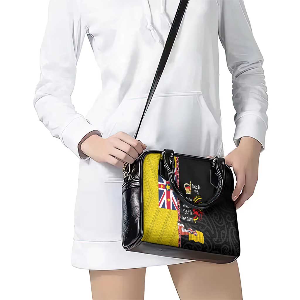 Aotearoa and Niue Toitu Te Tiriti Shoulder Handbag Honour the Treaty - Fight Together Stand Together LT03 - Polynesian Pride