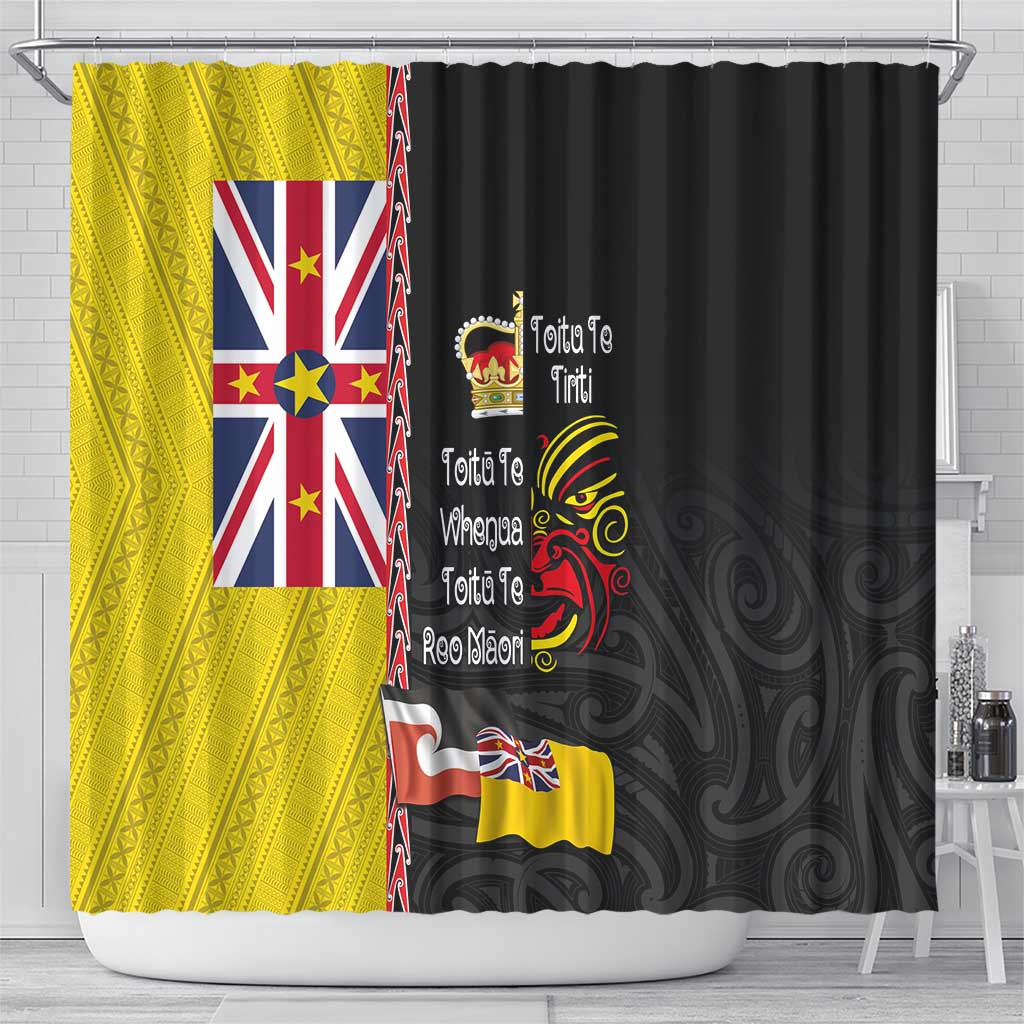 Aotearoa and Niue Toitu Te Tiriti Shower Curtain Honour the Treaty - Fight Together Stand Together LT03 - Polynesian Pride