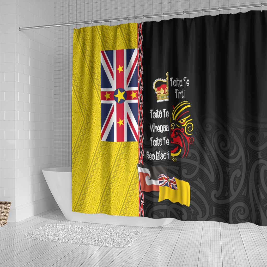 Aotearoa and Niue Toitu Te Tiriti Shower Curtain Honour the Treaty - Fight Together Stand Together LT03 - Polynesian Pride