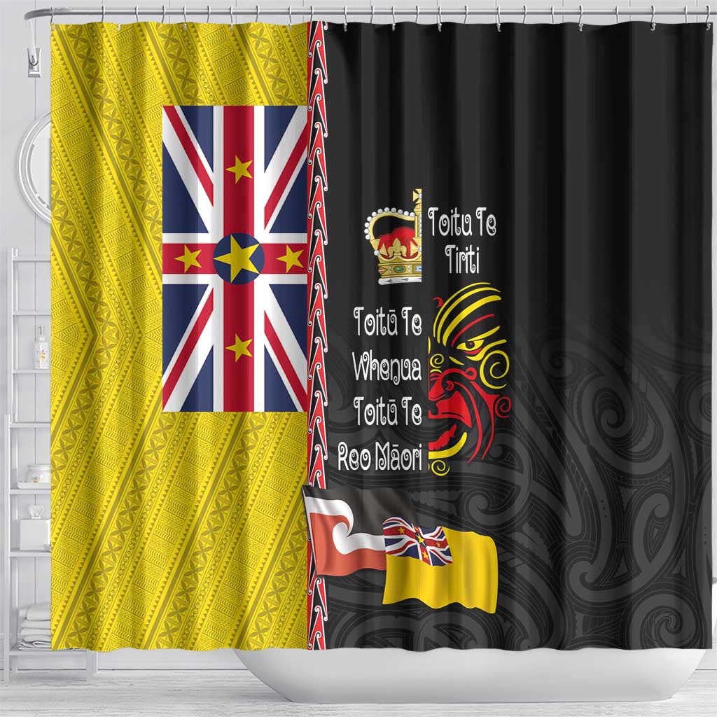 Aotearoa and Niue Toitu Te Tiriti Shower Curtain Honour the Treaty - Fight Together Stand Together LT03 - Polynesian Pride