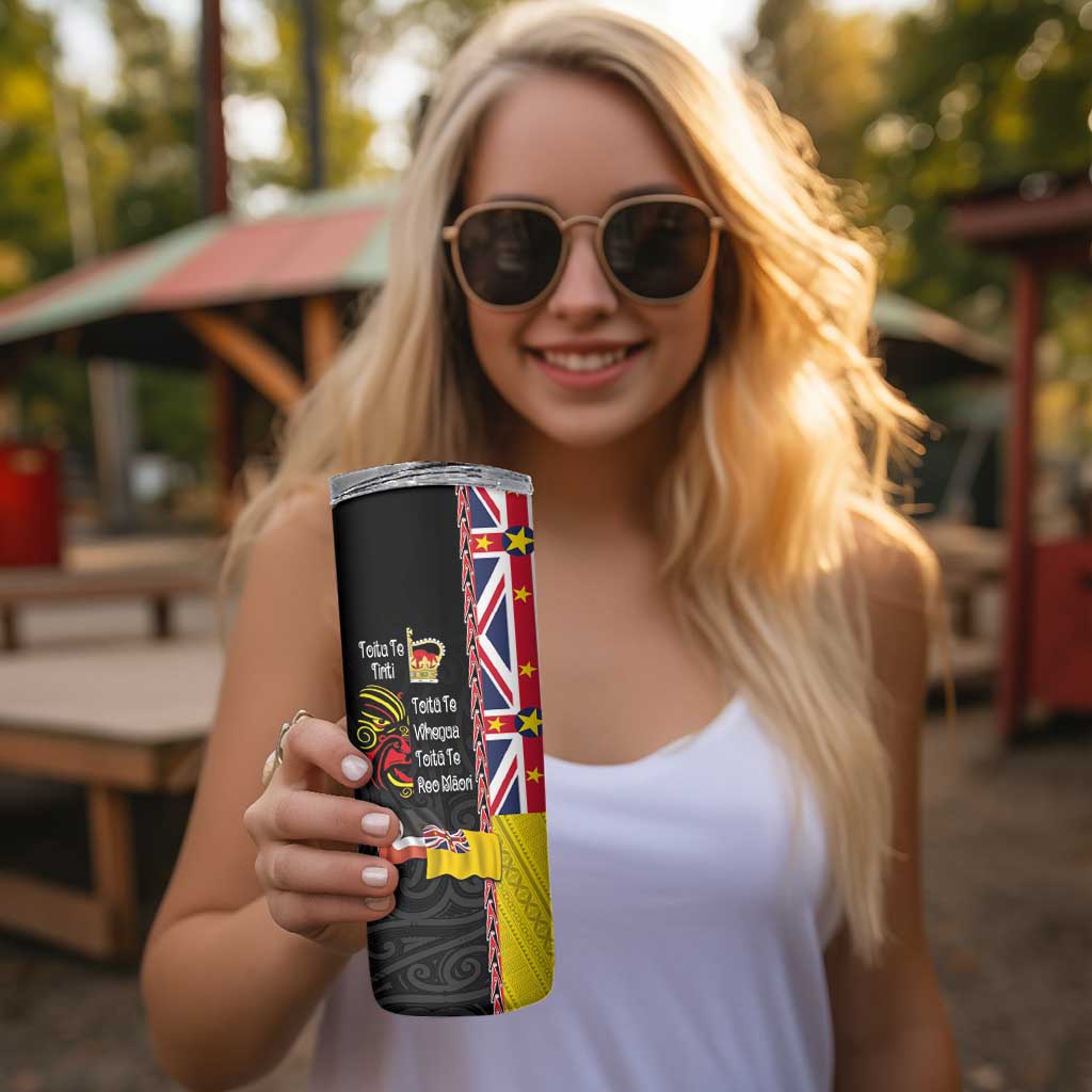 Aotearoa and Niue Toitu Te Tiriti Skinny Tumbler Honour the Treaty - Fight Together Stand Together LT03 - Polynesian Pride